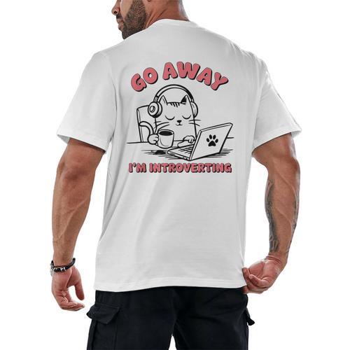 Go Away I´m Introverting Stay Home Socially Awkward Men's Back Print T-Shirt - Raresse