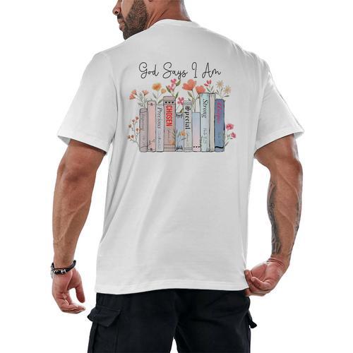 God Says I Am Book Bible Verse Christian Girls Women Men's Back Print T-Shirt - Bookorys
