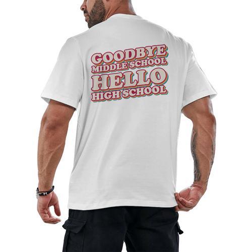 Goodbye Middle School Hello High School 8th Grade Graduation Men's Back Print T-Shirt - Best Gift Smart