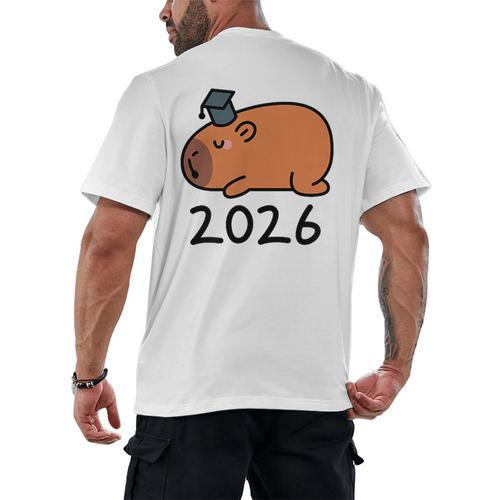 Grad Class Of 2026 Capybara Graduation Graduated Kids Men's Back Print T-Shirt - Best Gift Smart