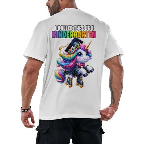 Graduation Kindergarten Unicorn Roller Skate Girls Grad Men's Back Print T-Shirt - Best Gift Smart