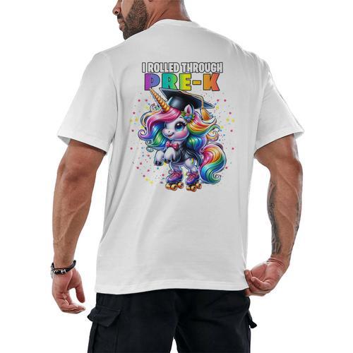 Graduation Pre-K Unicorn Roller Skate Girls Preschool Grad Men's Back Print T-Shirt - Best Gift Smart