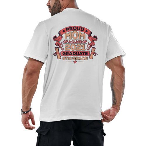 Graduation Proud Mom Of 8th Grade Graduate Men's Back Print T-Shirt - Best Gift Smart