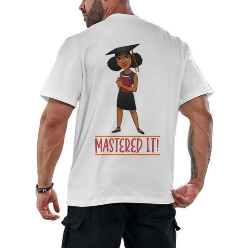 Graduation Woman Tshirt Black Melanin Masters Degree Men's Back Print T-Shirt - Best Gift Smart