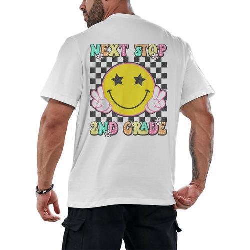 Groovy Next Stop 2nd Grade 1st Grade Graduation 2025 Men's Back Print T-Shirt - Best Gift Smart