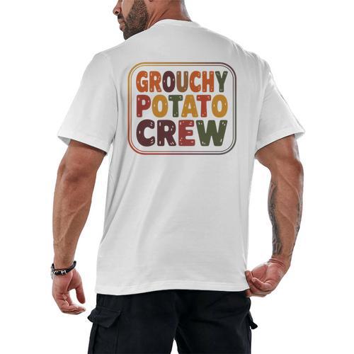 Grouchy Potato Crew Introvert Sarcasm Premium Tri-Blend Men's Back Print T-Shirt - Raresse