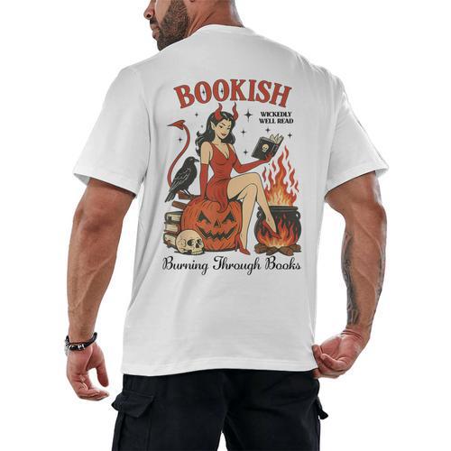 Halloween Bookish Witchy Book Club Hot Girls Read Men's Back Print T-Shirt - Bookorys