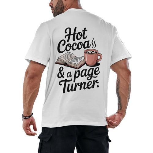 Hot Cocoa And a Page Turner Book Lovers Hot Chocolate Men's Back Print T-Shirt - Bookorys