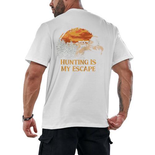 Hunting Is My Escape Introvert Hunter Antisocial Raglan Baseball Tee Men's Back Print T-Shirt - Raresse