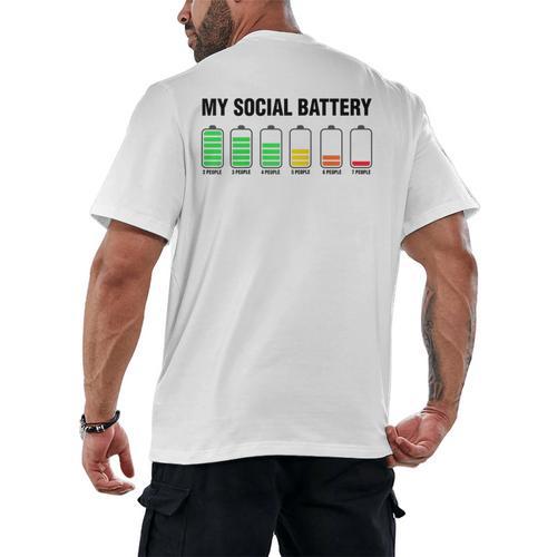 Introvert Cute My Social Battery Raglan Baseball Tee Men's Back Print T-Shirt - Raresse