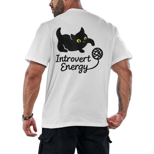 Introvert Energy Cat Love Cat Meme Men's Back Print T-Shirt - Raresse