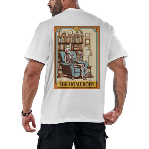 Introvert Homebody Awkward Skeleton The Homebody Tarot Card Men's Back Print T-Shirt - Raresse