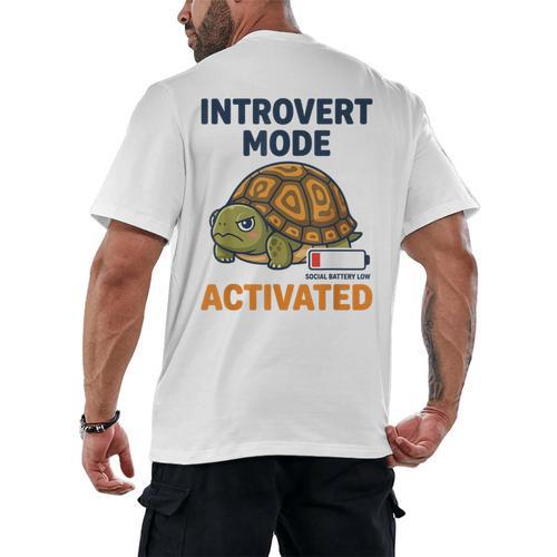 Introvert Mode Activated Low Social Battery Box Turtle Men's Back Print T-Shirt - Raresse