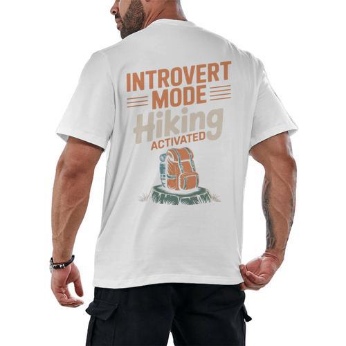 Introvert Mode Hiking Activated Hiker Men's Back Print T-Shirt - Raresse