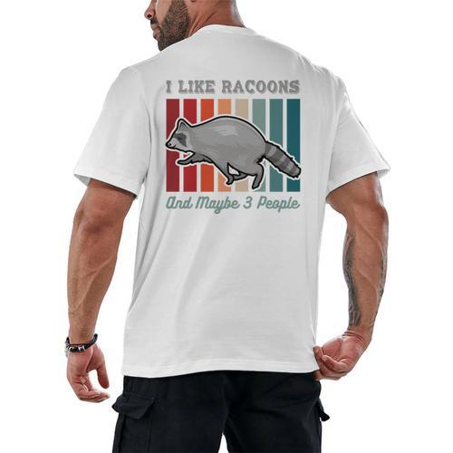 Introvert Raccoon Animal Lover Trash Panda Antisocial Retro Men's Back Print T-Shirt - Raresse
