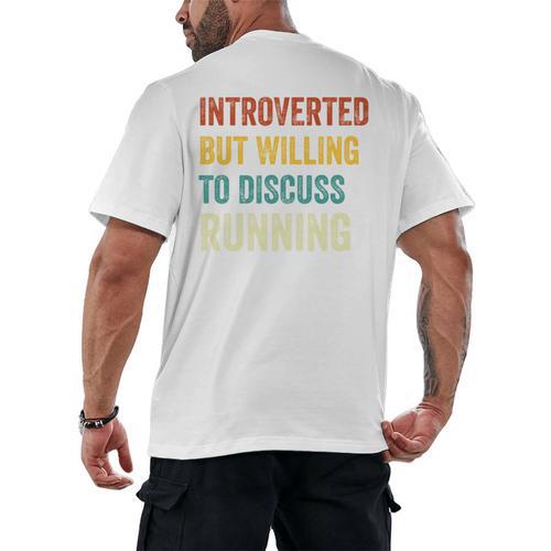Introverted But Willing To Discuss Running Hobby Men's Back Print T-Shirt - Raresse