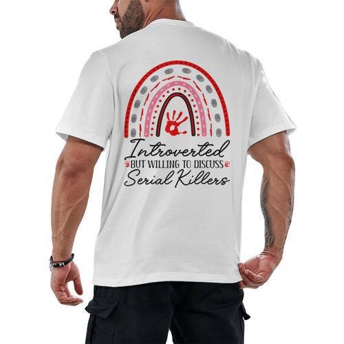Introverted But Willing To Discuss Serial Killers True Crime Men's Back Print T-Shirt - Raresse