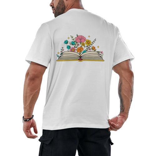 Its a Good Day To Read a Book Librarian Books Reading Floral Men's Back Print T-Shirt - Bookorys
