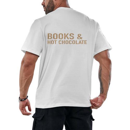 Jolabokaflod Because Books And Hot Chocolate T-Shirt Men's Back Print T-Shirt - Bookorys