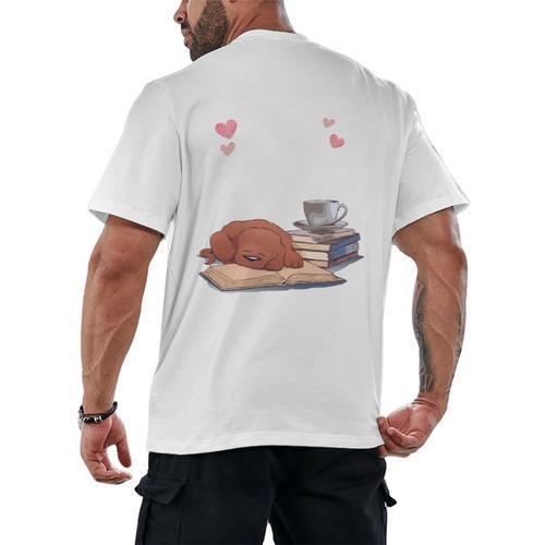 Just a Girl Who Loves Dogs Books Coffee T-Shirt Men's Back Print T-Shirt - Bookorys DE
