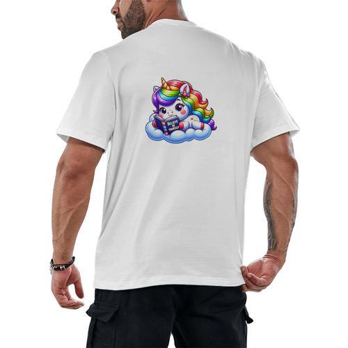 Just One More Chapter Bookish Book Unicorn Reading Book Men's Back Print T-Shirt - Bookorys CA