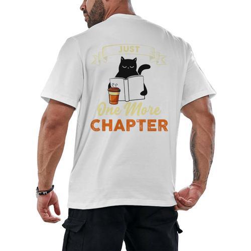 Just One More Chapter Fun Cat Coffee Reading Book Premium Tri-Blend Men's Back Print T-Shirt - Bookorys AU