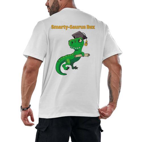 Kids Cute Graduation Dinosaur Smarty Saurus Kinder VPK Pre-k Grad Men's Back Print T-Shirt - Best Gift Smart