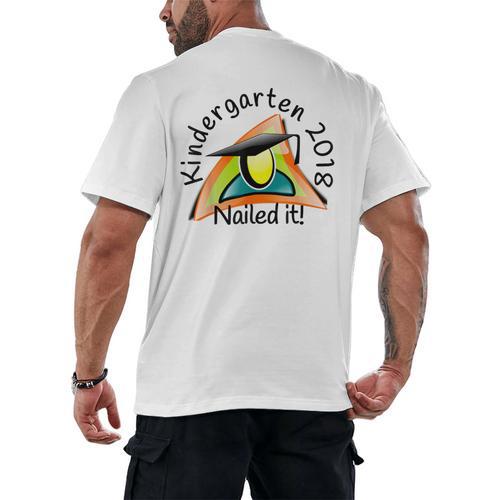 Kids Kindergarten 2018 Nailed It Graduation Men's Back Print T-Shirt - Best Gift Smart