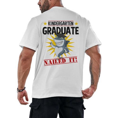 Kids Kindergarten Nailed It Shirt 2019 Shark Graduation Tee Men's Back Print T-Shirt - Best Gift Smart