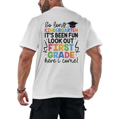Kindergarten Graduation Graduate 1st Grade Here I Come Kids Men's Back Print T-Shirt - Best Gift Smart