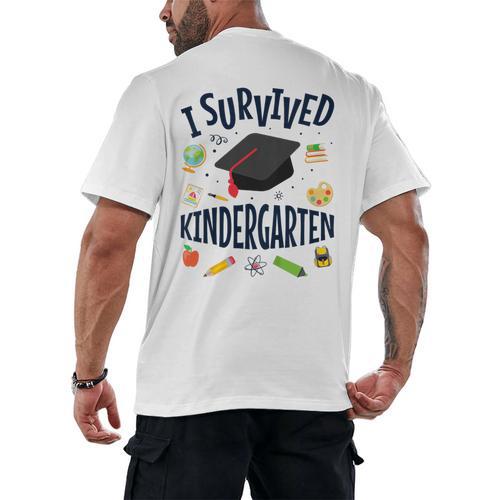 Kindergarten Graduation Shirt I Survived Kindergarten Men's Back Print T-Shirt - Best Gift Smart