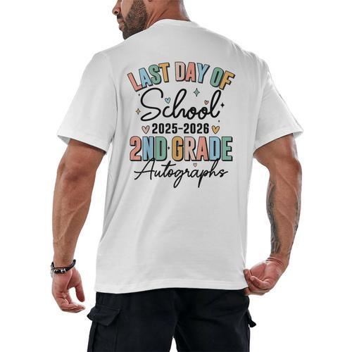 Last Day Of School Autograph 2nd Grade Graduation Boys Girls Men's Back Print T-Shirt - Best Gift Smart