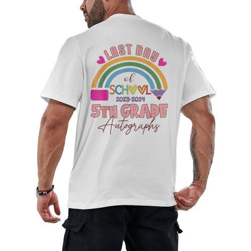 Last Day Of School Autograph 5th Grade Graduation Boys Girls Men's Back Print T-Shirt - Best Gift Smart
