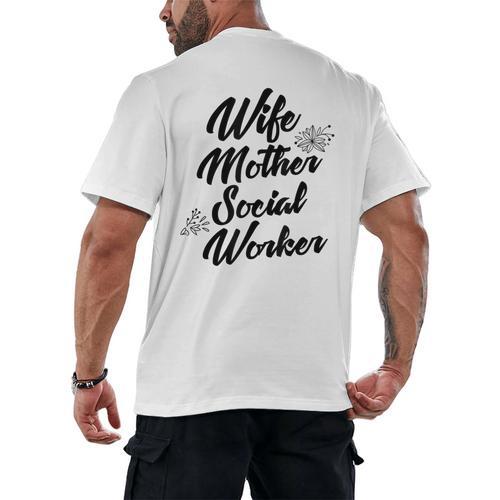 MSW Mom Graduation T-Shirt Social Worker Wife Mother Men's Back Print T-Shirt - Best Gift Smart