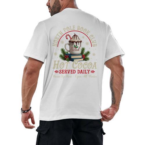 North Pole Book Club Hot Cocoa Librarians Bookish Christmas Men's Back Print T-Shirt - Bookorys