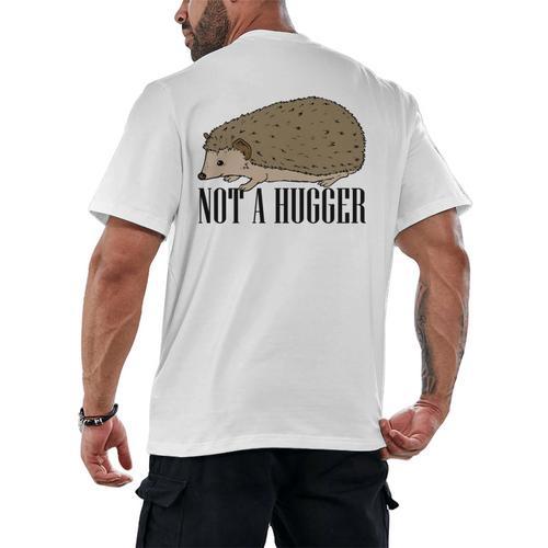 Not A Hugger Hedgehog Introvert Sarcasm Antisocial Men's Back Print T-Shirt - Raresse