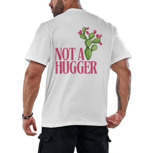 Not a Hugger Sarcastic Introvert Cactus Theme Women Men's Back Print T-Shirt - Raresse