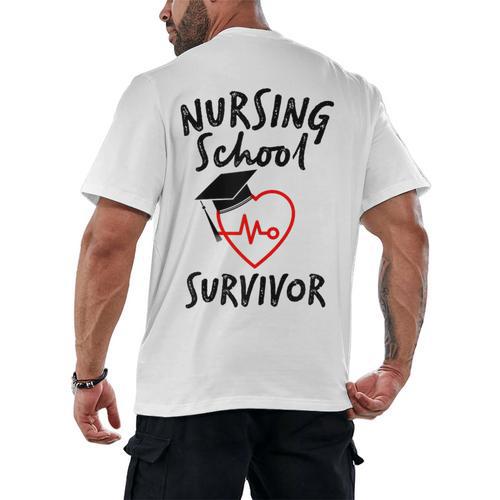 Nursing School Survivor Women Graduation RN Gift Shirt Men's Back Print T-Shirt - Best Gift Smart