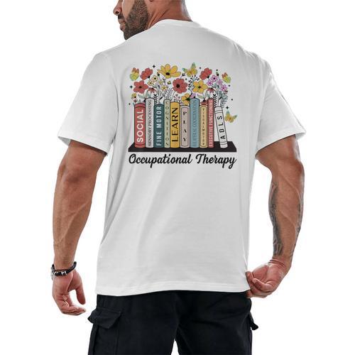 Occupational Therapy Wildflower Book OT Therapist Assistant Men's Back Print T-Shirt - Bookorys AU