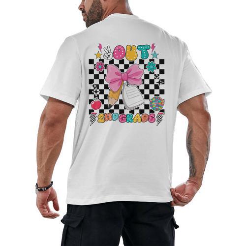 Peace Out 2nd Grade Graduation Last Day School Second Grade Men's Back Print T-Shirt - Best Gift Smart