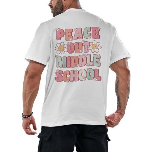 Peace Out Middle School Graduation Groovy Last Day Of School Men's Back Print T-Shirt - Best Gift Smart