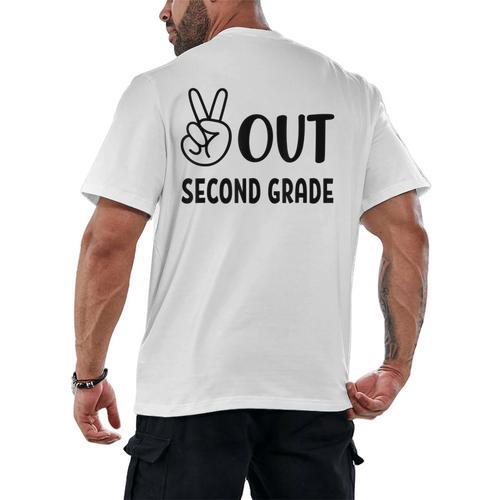 Peace Out Second Grade Last Day Of School Graduation Kids Men's Back Print T-Shirt - Best Gift Smart