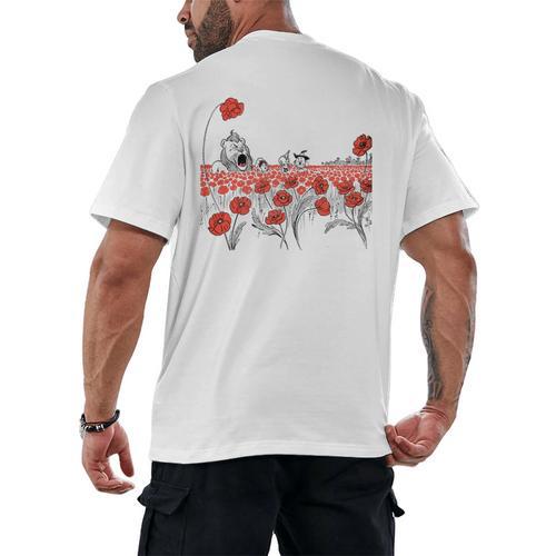 Poppy Field Wizard Of Oz Cowardly Brave Lion Book Men's Back Print T-Shirt - Bookorys