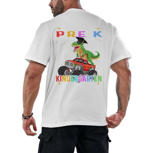 Pre k Graduation 2025 Pre-k Kindergarten Graduate Dinosaur Premium Tri-Blend Men's Back Print T-Shirt - Best Gift Smart