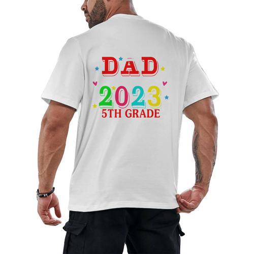 Proud Dad Of A 2023 5th Grade Graduate Graduation Family Men's Back Print T-Shirt - Best Gift Smart