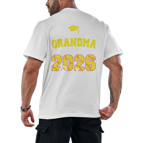 Proud Grandma Of A 2026 Senior Softball Graduation Matching Men's Back Print T-Shirt - Best Gift Smart