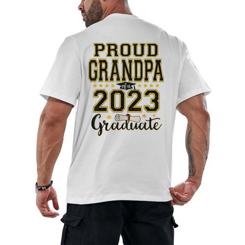Proud Grandpa Of A 2023 Graduate Graduation Men's Back Print T-Shirt - Best Gift Smart