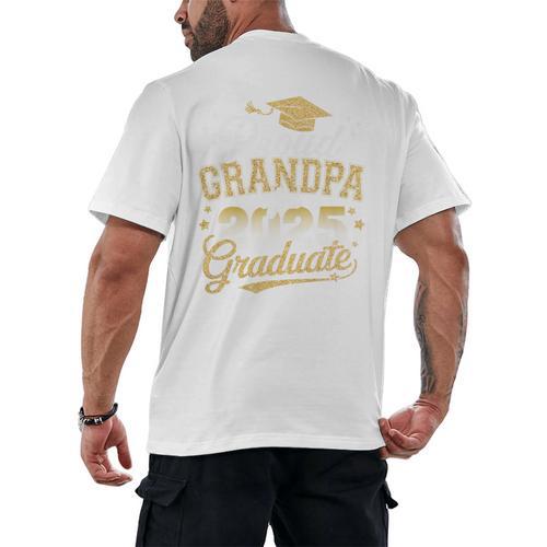 Proud Grandpa Of a Class Of 2025 Graduate Senior Graduation Premium Men's Back Print T-Shirt - Best Gift Smart