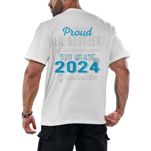 Proud Little Brother Of 5th Grade Graduate 2024 Graduation Premium Men's Back Print T-Shirt - Best Gift Smart