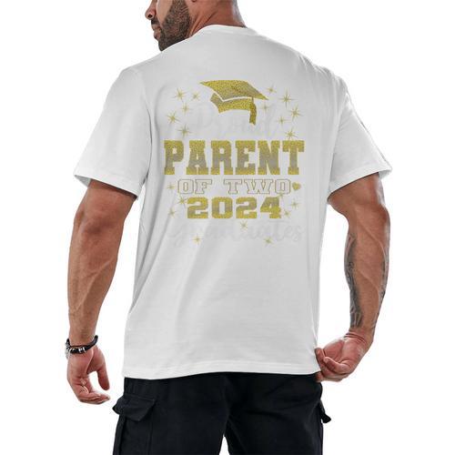 Proud Parent Of Two 2024 Graduate Class 2024 Graduation Premium Men's Back Print T-Shirt - Best Gift Smart